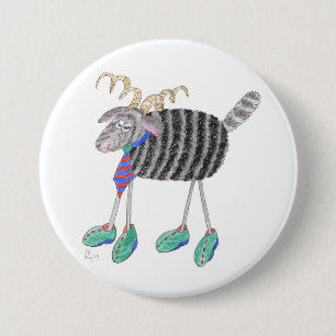 Ram's Head / Posh Sheep 3 Inch Round Button
