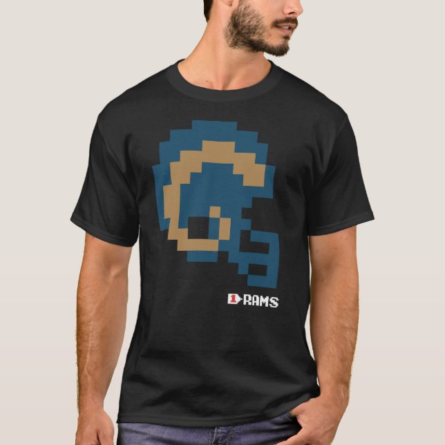 Rams Throwback Tecmo Bowl Helmet T-Shirt (Front)