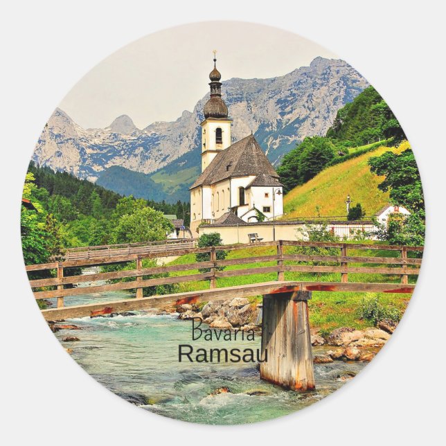 Ramsau. Bavaria scenery Classic Round Sticker (Front)