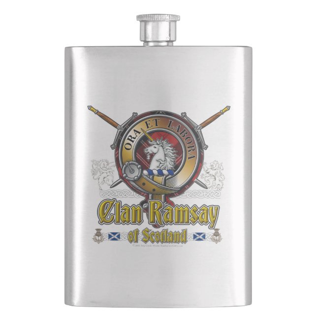 Ramsay Clan Badge Hip Flask (Front)