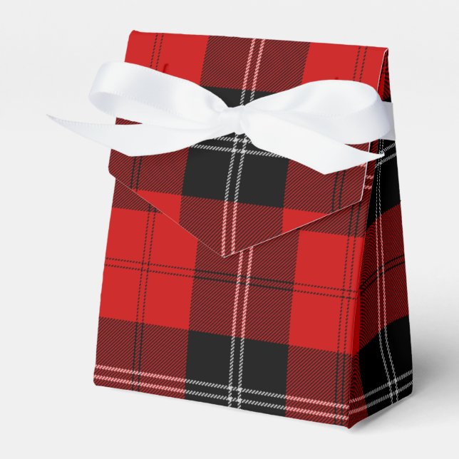 Ramsay tartan red black plaid favor box (Front Side)
