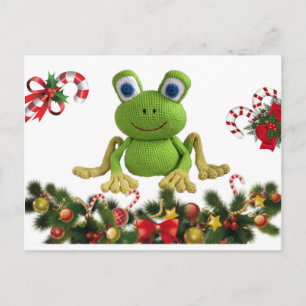 Rana de ganchillo para Navidad con sus dulces .... Postcard