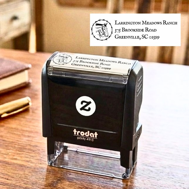 Ranch Business with Barbed Wire Horse Logo Self-inking Stamp (Creator Uploaded)