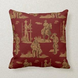 Ranch Cowboys Horse Calf Fence Throw Pillow