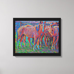 Ranch Horses Abstract Original Art Canvas Print