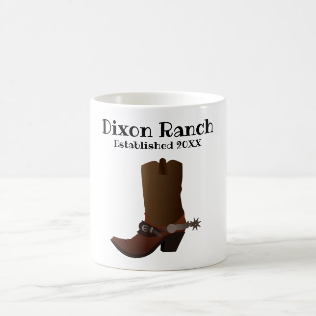 Ranch Personnalisé Établi Cowboy Boot Coffee Mug (Centre)