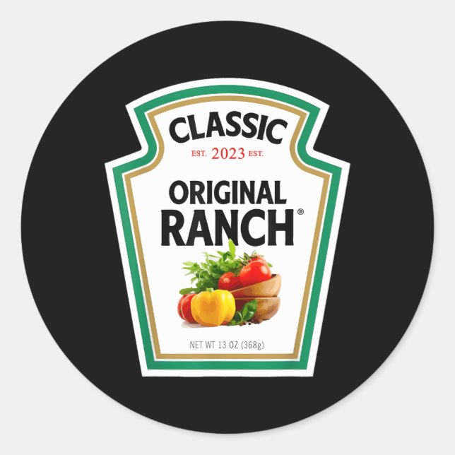 Ranch Sauce Green Salad Dressing Halloween Classic Round Sticker (Front)