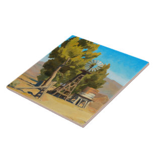 Ranch Windmill, Carson, Nevada by Maynard Dixon Tile