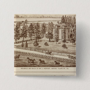 Ranches, Hanford, Cal 2 Inch Square Button