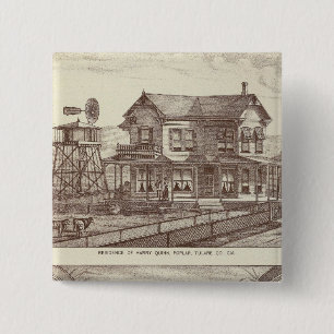Ranches, Poplar, Cal 2 Inch Square Button