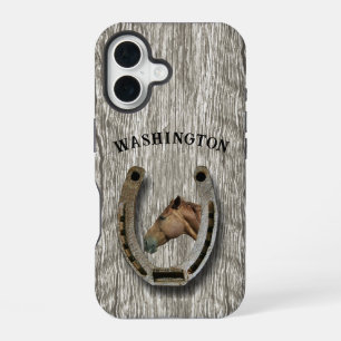 Ranching and Horses - Horseshoe design Personalize iPhone 16 Case
