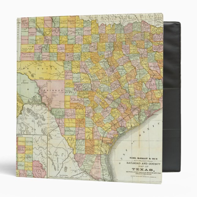 Rand McNally Railroad And County Map Of Texas Binder (Front/Inside)