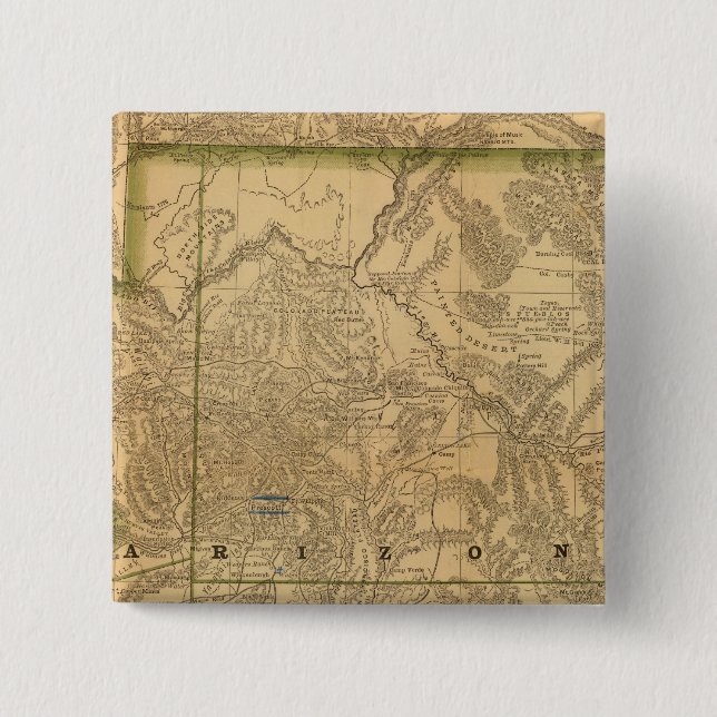 Rand McNally's Arizona 2 Inch Square Button (Front)