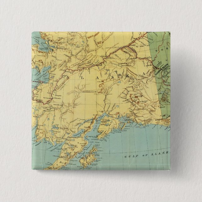 Rand McNally's Map Of Alaska 2 Inch Square Button (Front)