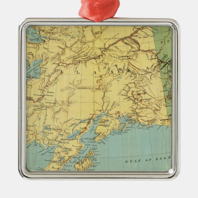 Rand McNally's Map Of Alaska Metal Ornament (Front)