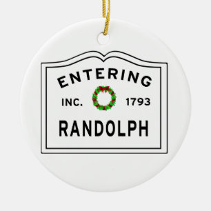 Randolph, MA Vacances Ornement en verre de couronn