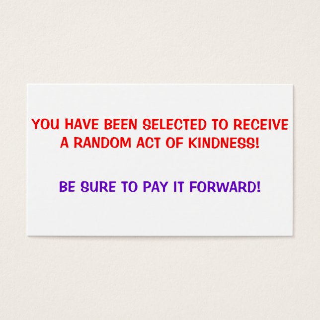 Random Act of Kindness, Pay it forward Cartes (Devant)