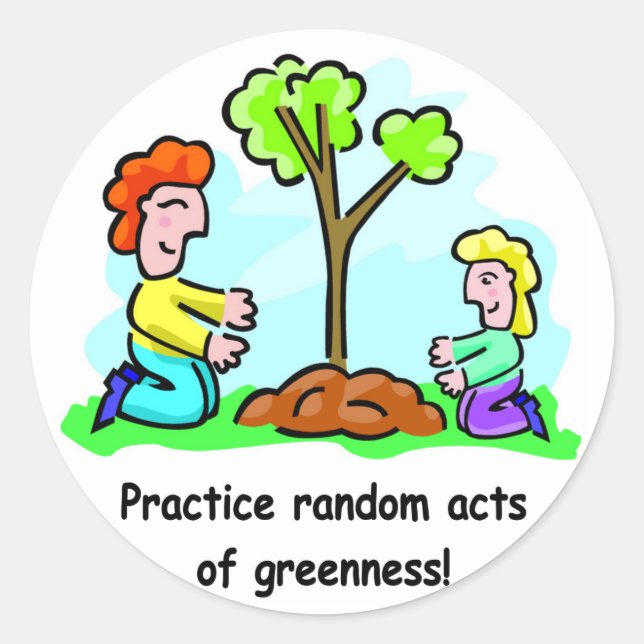 Random Acts of Greenness Classic Round Sticker (Front)