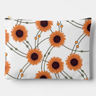 Random Art Nouveau Sunflowers Retro Floral Orange Accessory Pouch