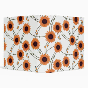 Random Art Nouveau Sunflowers Retro Floral Orange Binder
