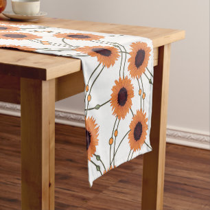 Random Art Nouveau Sunflowers Retro Floral Orange Short Table Runner