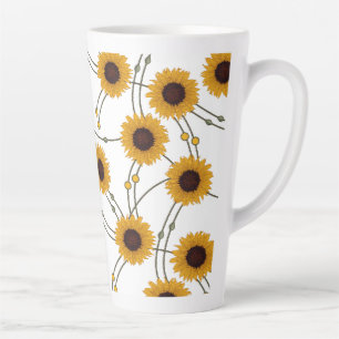 Random Art Nouveau Sunflowers Retro Floral Yellow Latte Mug
