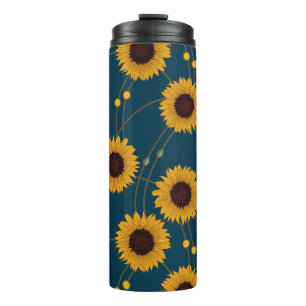 Random Art Nouveau Sunflowers Retro Floral Yellow Thermal Tumbler