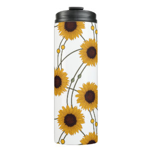 Random Art Nouveau Sunflowers Retro Floral Yellow Thermal Tumbler