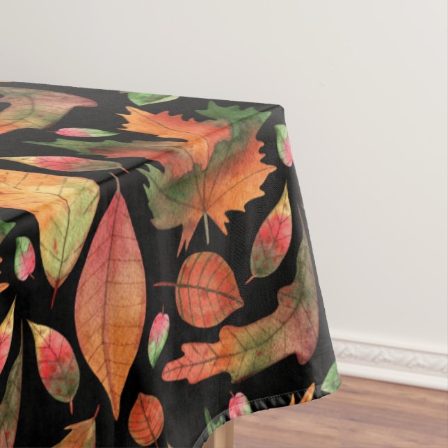 Random Autumn Fall Leaves Earthy Tablecloth (In Situ)