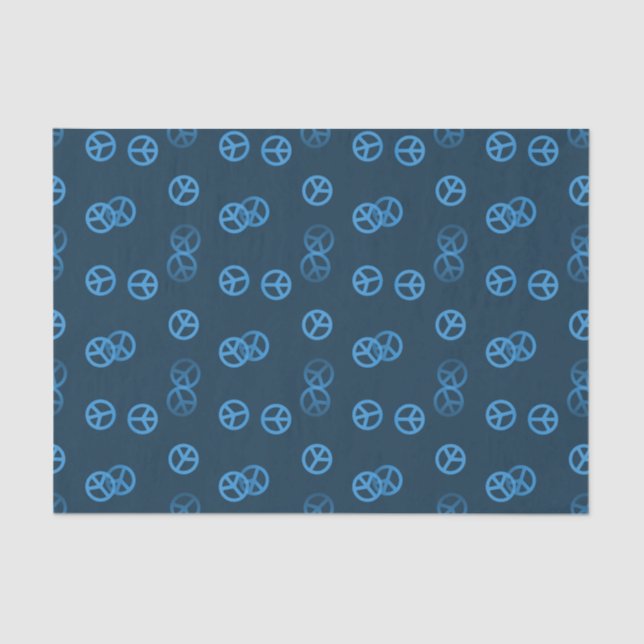 Random Blue Peace Sign Pattern Tissue Paper (Front)