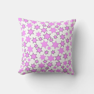 Random Bright Pink Stars Throw Pillow