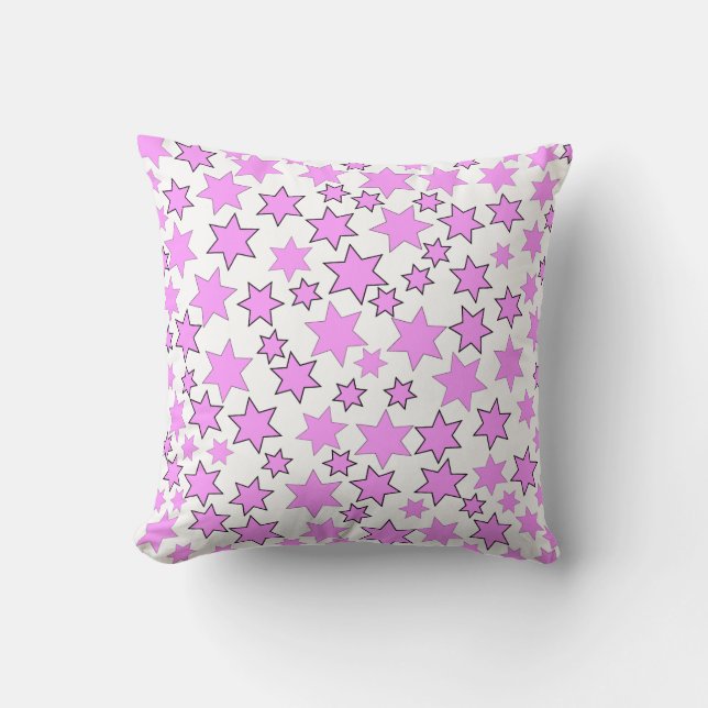 Random Bright Pink Stars Throw Pillow (Front)