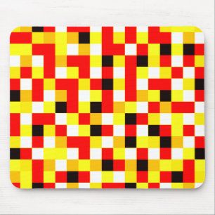 Random Chequered Pixel Art - Red & Yellow Mouse Pad