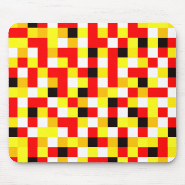 Random Chequered Pixel Art - Red & Yellow Mouse Pad (Front)