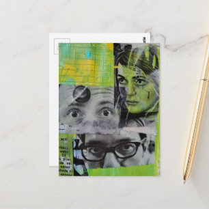 Random Collage of  Vintage Faces Postcard