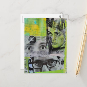 Random Collage of  Vintage Faces Postcard