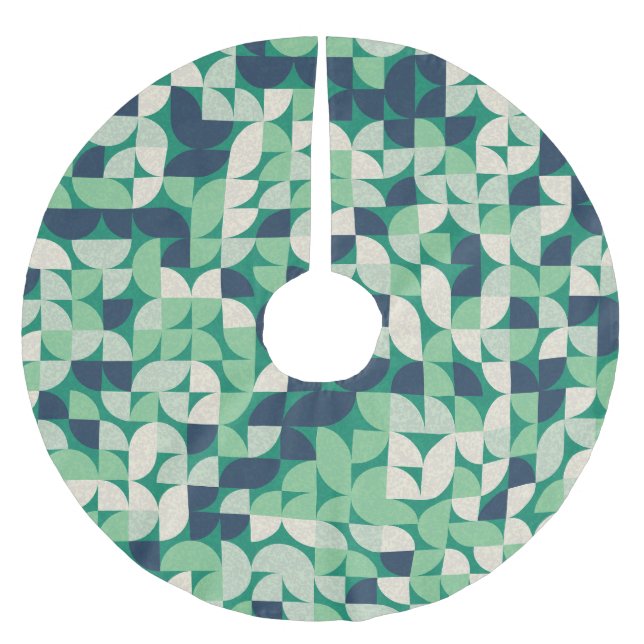 Random coloured quarter circles, generative. brushed polyester tree skirt (Front)