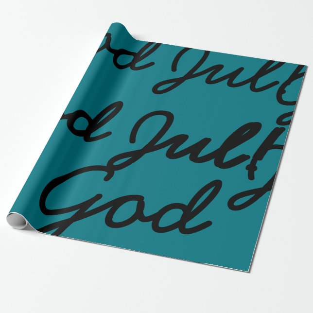 Random cursive God Jul Swedish Christmas wrapping Paper (Unrolled)