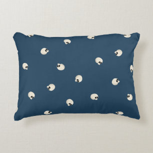 Random Cute Kawaii Skull Dots dark blue Accent Pillow
