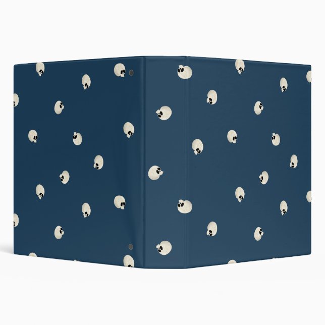 Random Cute Kawaii Skull Dots dark blue Binder (Background)