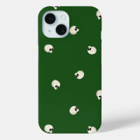 Random Cute Kawaii Skull Dots dark green