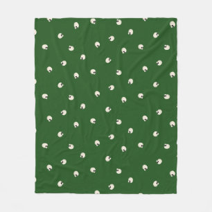 Random Cute Kawaii Skull Dots dark green Fleece Blanket