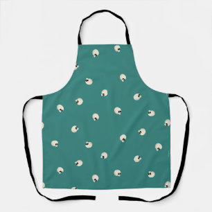 Random Cute Kawaii Skull Dots mid green Apron