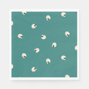 Random Cute Kawaii Skull Dots mid green Napkin
