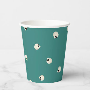 Random Cute Kawaii Skull Dots mid green Paper Cups