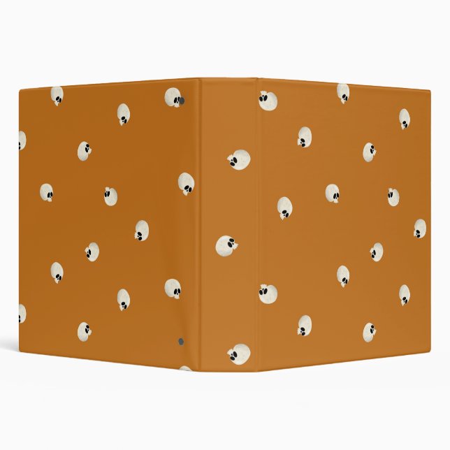 Random Cute Kawaii Skull Dots orange Binder (Background)