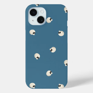 Random Cute Kawaii Skull Dots pale blue iPhone 15 Case