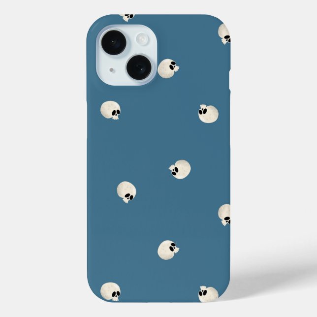 Random Cute Kawaii Skull Dots pale blue Case-Mate iPhone Case (Back)