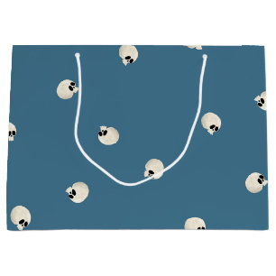 Random Cute Kawaii Skull Dots pale blue Large Gift Bag
