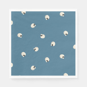 Random Cute Kawaii Skull Dots pale blue Napkin